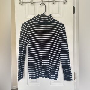 Lauren Ralph Lauren Striped Black and White Turtleneck Sweater Medium